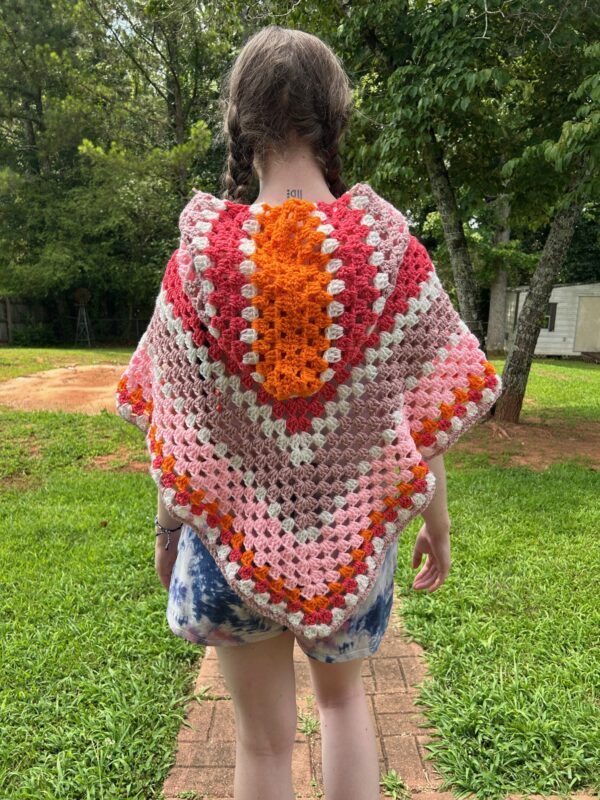 Crochet Poncho - Pink - Image 3