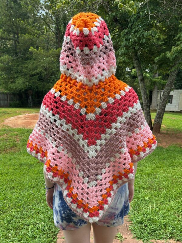 Crochet Poncho - Pink - Image 4