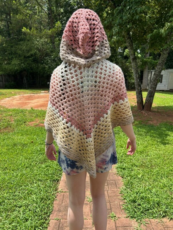 Crochet Poncho - Tan - Image 4