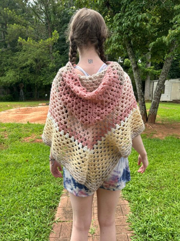 Crochet Poncho - Tan - Image 3